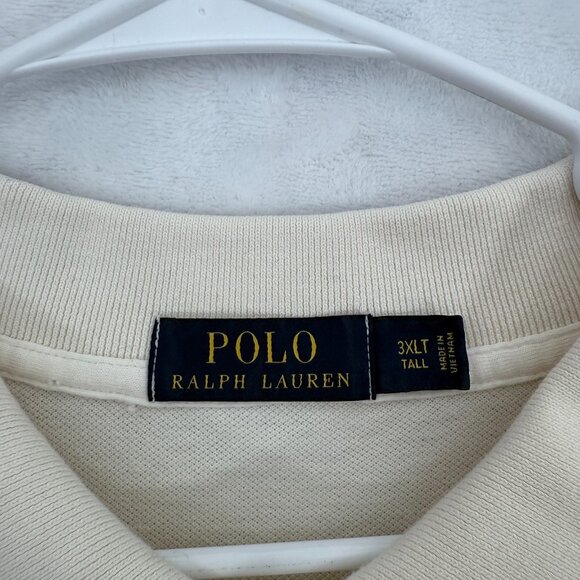 Polo Ralph Lauren Polo Shirt Mens 3XLT Tall Cream Knit Pony Preppy Casual - Picture 4 of 8